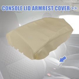 X AUTOHAUX Car Center Console Lid Armrest Seat Box Cover Protector Replacement Microfiber Leather for Nissan Titan 2004-2014 Beige