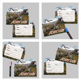 20PCS Dinosaur Invitation Cards for kids Birthday,Dinosaur Birthday party Supplies, Birthday invitations for Boys