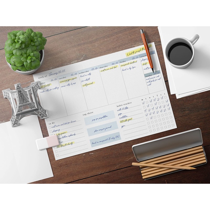 A4 Weekly Planner 52 Week To View Diary Desk Pad