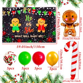JeVenis Christmas Gender Reveal Backdrop Balloons Christmas He or She What's Baking Party Decoration Boy or Girl Baby Shower Decoration Supplies Favors Photobooth Props