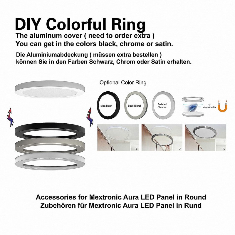 Round Metal Cover Satin Nickel for LED Panel Aura Round
