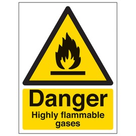 V Safety Danger Highly Flammable Gases - Portrait 150 x 200mm - 2mm Rigid Plastic Safety Sign