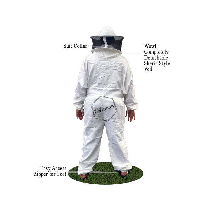 Jawadis USA Adult Beekeeper Full Bee Suit with Unzippable Veil