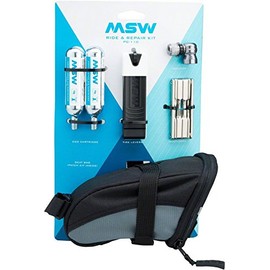 MSW Bike Premium Ride & Repair Bike Tool Kit with Zipper Seat Bag, Glueless Tire Repair Kit + Bike Repair Basic Essentials Tools