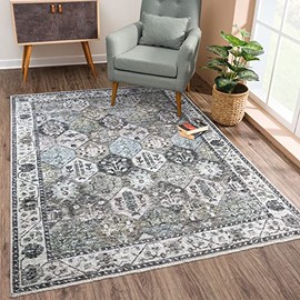 Bloom Rugs Caria Washable Non-Slip 5x7 Rug - Beige / Olive Area Rug for Living Room, Bedroom, Dining Room and Kitchen - Exact Size: 5' x 7'