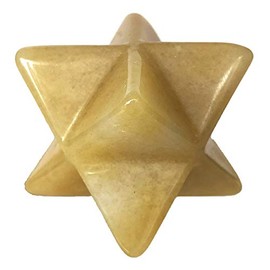 Fekuar Yellow Jade Crystal Merkaba Star for Healing Reiki Spiritual Divine Therapy Energy, Pocket Stone Eight-Pointed Stars 1"(25mm)