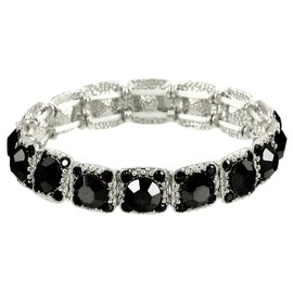 Falari Crystal Stretch Bracelet Wedding Bracelet (Black)