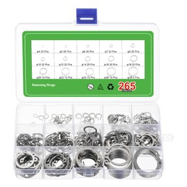 Sourcing Map 265 Pcs External Retaining Rings, 15 Sizes 304 Stainless Steel, Circlip Snap Rings Assortment Kits for Valves, Electrical Appliances