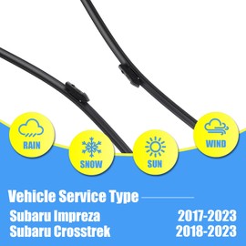 Gavimnal® 26"+16"+12" Silicone Wiper Blades Replacement For Subaru Impreza 2017-2023,Subaru Crosstrek 2018-2023,All-Season Front Rear Windshield Wiper Blades(Set of 3)