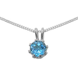 925 Sterling Silver Pendant & Chain Necklace with Natural Blue Topaz Womens Pendant & Chain Necklace - Chain length 22