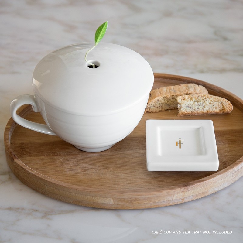 Tea Forte Bamboo Oval Serving Tray for Tea Cup, 9