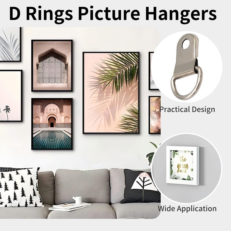 50 Sets Heavy Duty D Rings Picture Hangers - Galvanized