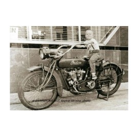 Vintage Indian Motorcycle Boy PHOTO Little Kid Riding Bike, Vintage Look