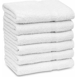 Unbranded Pack of 12 White 22"X44" 100% Cotton 7 lb Economy Hotel / Gym/Spa Bath Towels