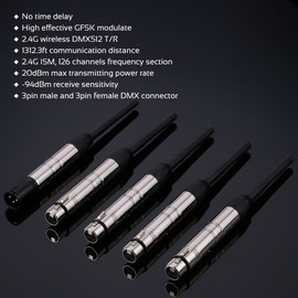 DMX512 2.4G ISM Wireless 5PCS Transmitter Receiver Kit for Party DJ Show Club Disco KTV Stage Light