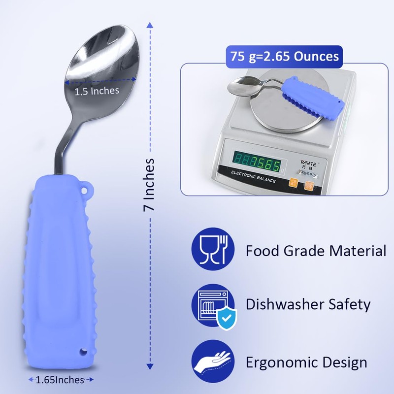 Ehucon Adaptive Weighted Silverware Utensils Angled Spoon for Hand Tremors