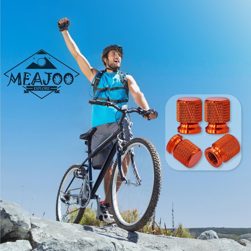 MEAJOO 4PCS Tire Valve Stem Caps, Anodized Aluminum Wheel Valve