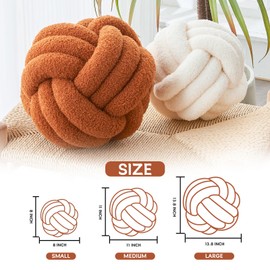 LUSJNGE Decorative Throw Knot Pillow Ball for Home Chair Sofa Couch Bed Aesthetic Round Decor Pillows Lambswool Knotted Pillow Cushion (Black, 13 inches)