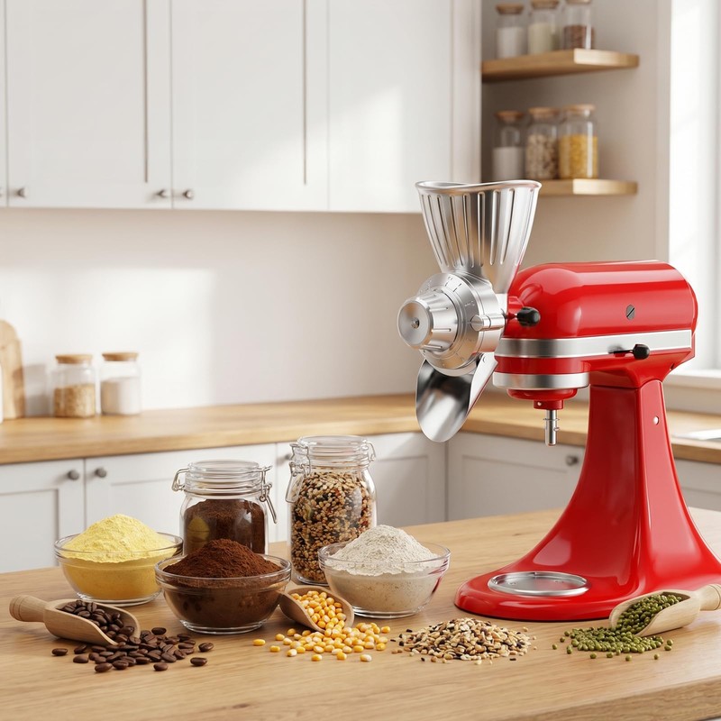 HOZODO Grain Mill Attachment for KitchenAid Stand Mixer, All Metal