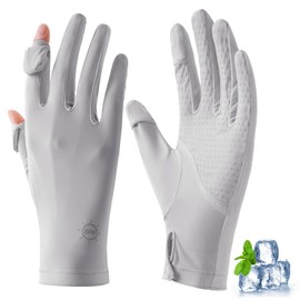 ANICEMOON Women's Gloves, UV Protection, Summer Gloves, UPF 50+, Cool to Touch, Good Touch, UV Gloves, Thin, Breathable, Sun Protection, Good Anti-Slip, Work Commute, Bicycle, Driving, gray