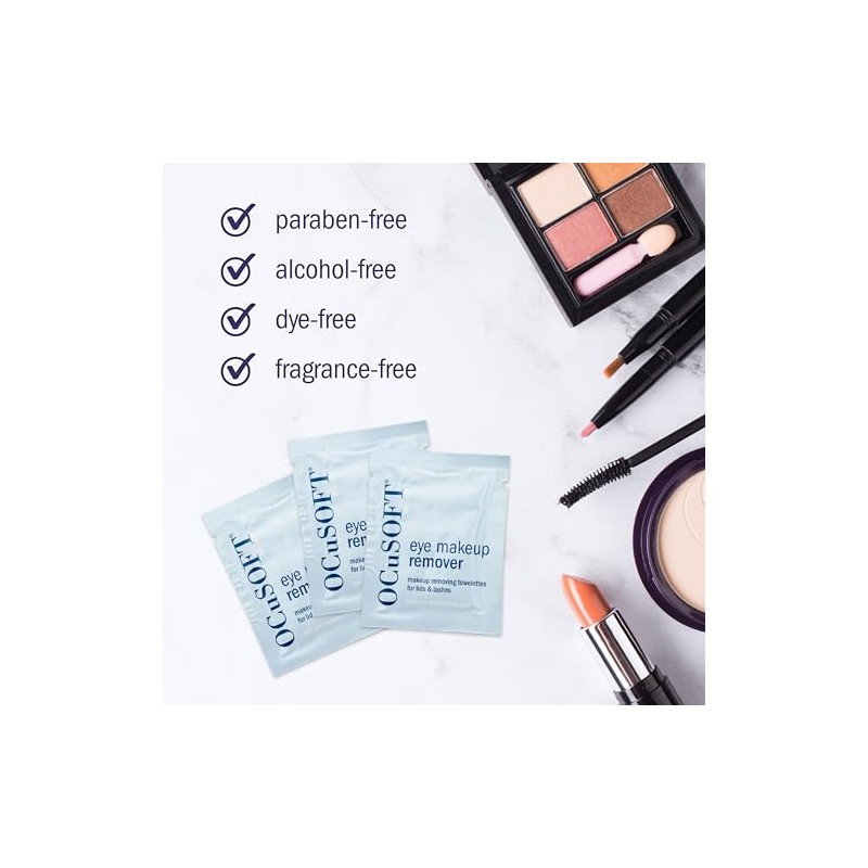 OCuSOFT Beauty Eye Makeup Remover, Individually Wrapped Makeup Removing Towelettes
