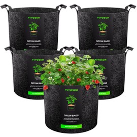 VIVOSUN VIVOSUN 5-Pack 15 Gallon Plant Grow Bags, Heavy Duty Thickened Nonwoven Fabric Pots with Handles
