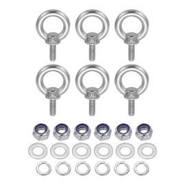 sourcing map Lifting Shoulder Eye Bolt M4 x 9.3 mm, 304 Stainless Steel Ring Shape Male Thread Eyebolt with Nuts Washers for Engineering Port Marine Hanging Pack of 10