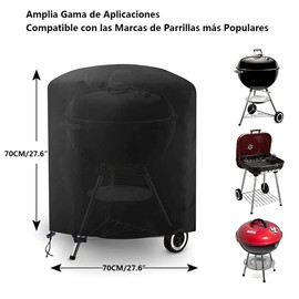 Cubierta de Parrilla de Barbacoa de 27 Pulgadas Cilíndrico - Impermeable y Resistente a Los Rayos UV, con Bolsa de Almacenamiento, para Campana de Parrilla de Patio al Aire Libre (Negro, Cilíndrico)
