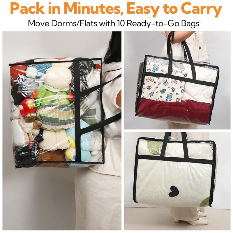 10 Pack 40L Clear Storage Bags - Heavy Duty Vinyl