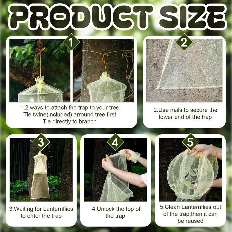 Qualirey 2 Pack Spotted Lanternfly Traps Lantern Fly Killer Mesh
