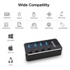 RSHTECH Hub USB alimentado, 4 puertos USB 3.0 divisor de