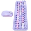 Keyboard Mouse Combo 2.4GHz Wireless Cute Retro 68 Round Keycaps