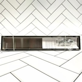 18" Cohen Tile-In Shower Drain w/ Flange - Brushed Stainless Steel ZA3-T01-18-C