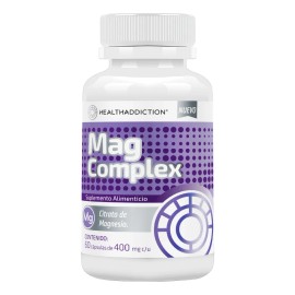HEALTHADDICTION - Citrato de Magnesio Mag Complex, 60 Cápsulas de 400mg, Sin Gluten y Sin Azúcar, Alivia el Estreñimiento, Mejora Sueño y Relajación Muscular