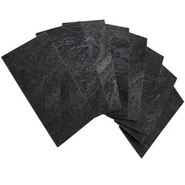 AULIGET 200 Pieces Black Slate Peel and Stick Backsplash Wall Tiles, 3" x 6" PVC Faux Stone Stick on Tiles for Backsplash Kitchen, Bathroom, Laundry Room, Camper, Fireplace