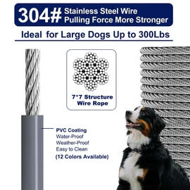 Tie Out Cable for Dogs Up to 300lbs,35ft Extra Strong 1000lbs Break Strength Tie-Out Tether Trolley Training Lead,Dog Run Cable for Yard Garden Park Camping Outside (Grey, 300lbs 35ft)