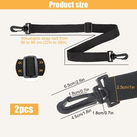 AZWOOD Crossbody Shoulder Bag Strap, 90cm Adjustable Bag Straps Replacement 2Pcs Black Wide Belt with Quick Release Buckle Clip Handbag Universal DIY Accessories for Duffel Laptop Bags Briefcase