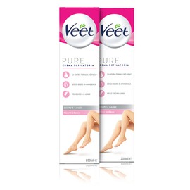 Veet Crema Depilatoria per Gambe, Braccia, Ascelle e Zona Bikini, 2 Confezioni da 200 ml
