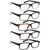 LUR Reading Glasses 5-Pack Readers Spring Hinge Glasses for Reading