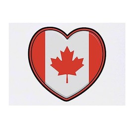 'Canada Flag Heart' Temporary Tattoo - Water Resistant, Skin-Safe, Non-Toxic Transfer (TO00061117)