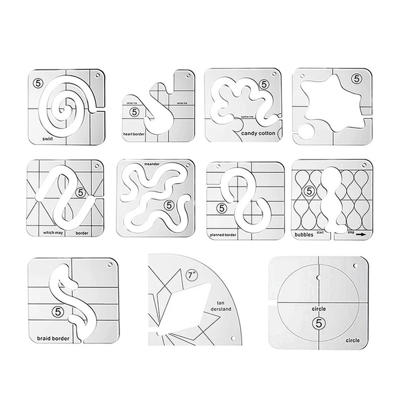 11 Pcs DIY Quilting Template Set Domestic Sewing Acrylic Templates