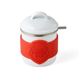 Talisman Designs Metal Bacon Bin Grease Strainer & Collector | Family Friendly Kitchen Tools | White