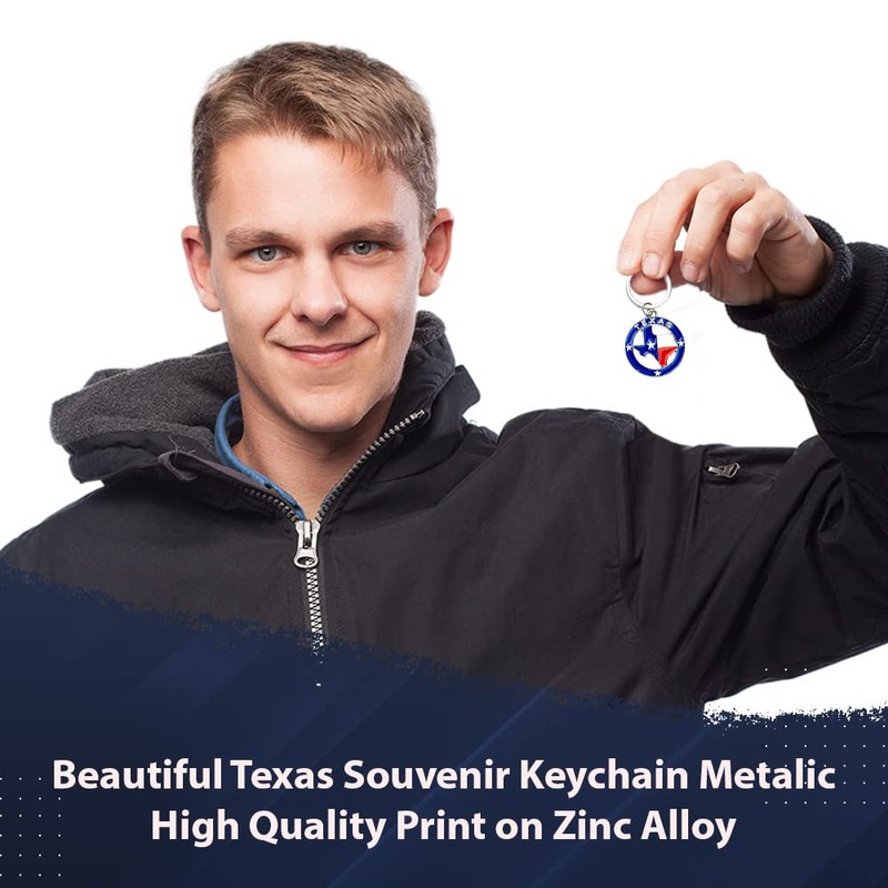 Lamatar1 Texas Souvenir Keychain Metalic (Texas Lone Star on State