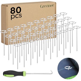 Greaner 80PCS 6 Inch Landscape Stakes, Thickened 8 Gauge Ground Stakes, Landscape Fabric Pins for Weed Barrier Fabric, Garden Edging, Ground Cover(G-Shaped)