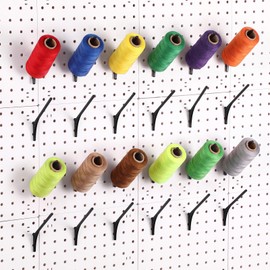 Xuhal 24 Pack Pegboard Spool Hooks for 1/4" Pegboard Organizer for Raft Embroidery Sewing 45 Degree Angled Spool Holder Quilting Craft Organizer Accessories for Thread Tape Paper Rolls(Black)