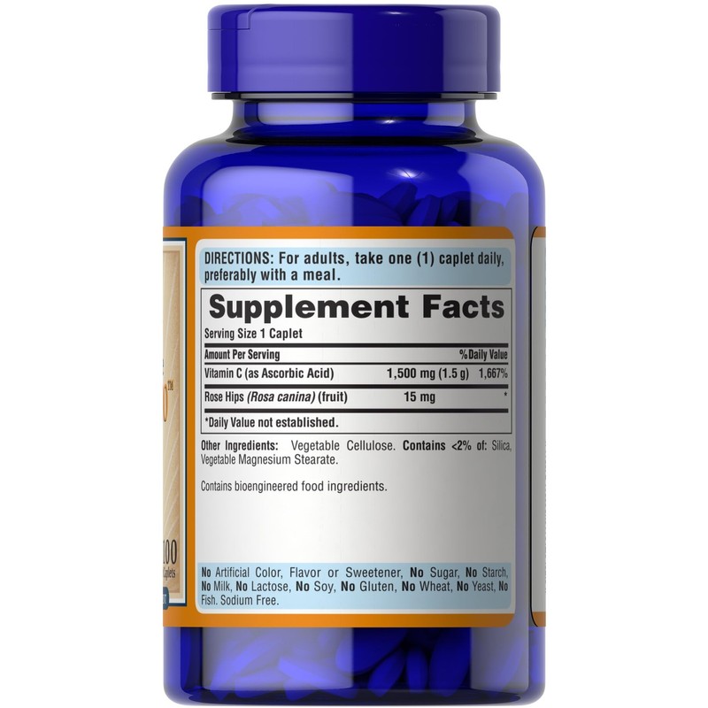 Puritan's Pride Vitamin C 1500 mg with Rose HIPS Caplets,