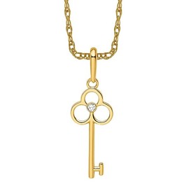 IceCarats 14K Solid Yellow Gold Cubic Zirconia CZ Key Necklace Chain Pendant Charm Only