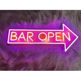 Bar Open Neon Sign Bar Arrow Led Light (19x9'')