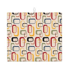 Mid Century Modern Retro Dish Drying Mat for Kitchen Counter Washable Absorbent Reversible Microfiber Vintage Decorative Drying Pad Kitchen Accessories 16x18 Inch