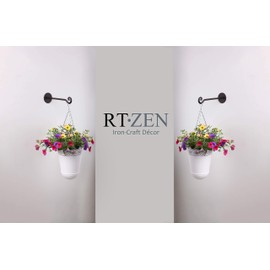 RTZEN Plant Hanger Swirl Hook - Hand Forged Heavy Duty Wrought Iron Wall Decor - Indoor or Outdoor Swirly Hanging Plant Bracket for Bird Feeders Lanterns Baskets and Wind Chimes - 2 Pack